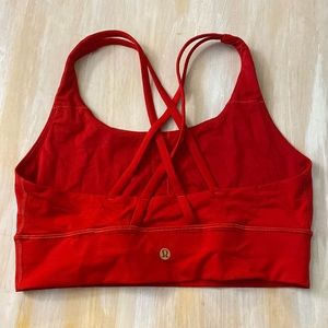Red lulu sports bra size 8